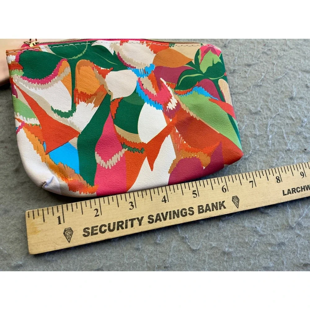 Ipsy Makeup Bag Set of 3 Floral Geometric Rainbow Zipper Pouches Small Travel